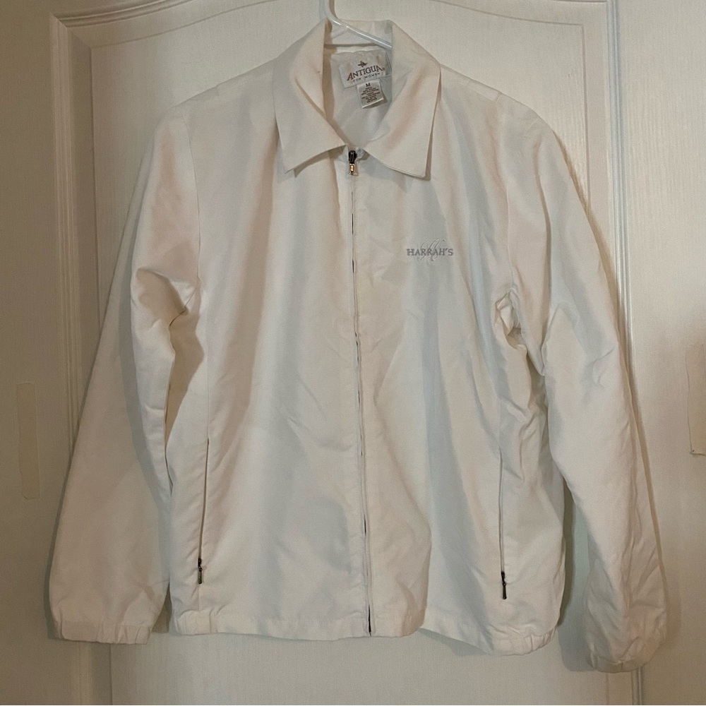 Antigua Women’s White Harrah’s Embroidered Long Sleeve Jacket - Size Medium